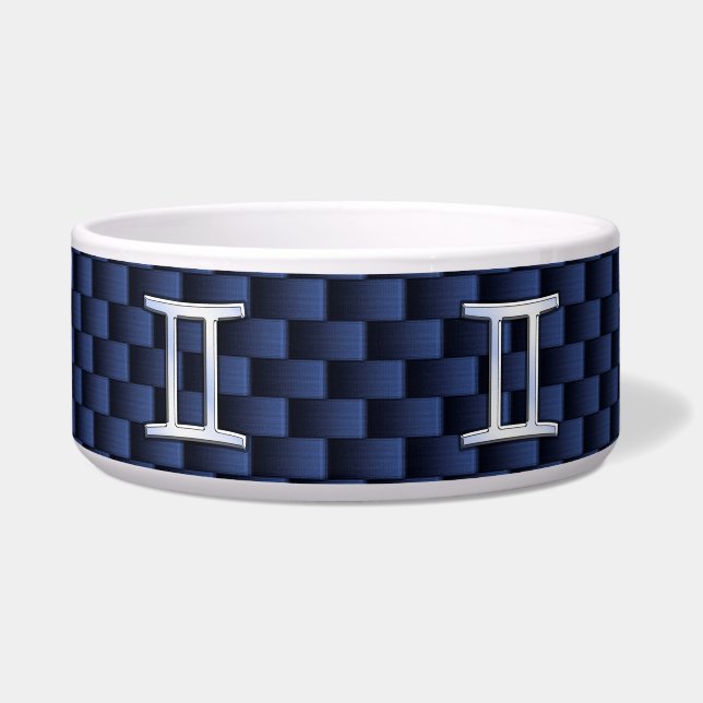 Gemini Zodiac Symbol Navy Blue Carbon Fibre Style (Front)