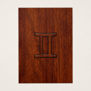 Gemini Zodiac Symbol on Mahogany like Decor