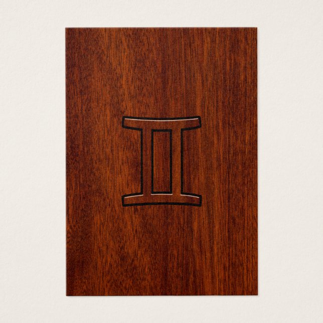 Gemini Zodiac Symbol on Mahogany like Decor (Front)
