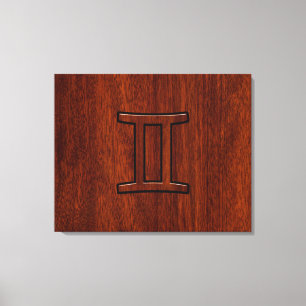 Gemini Zodiac Symbol on Mahogany like Decor