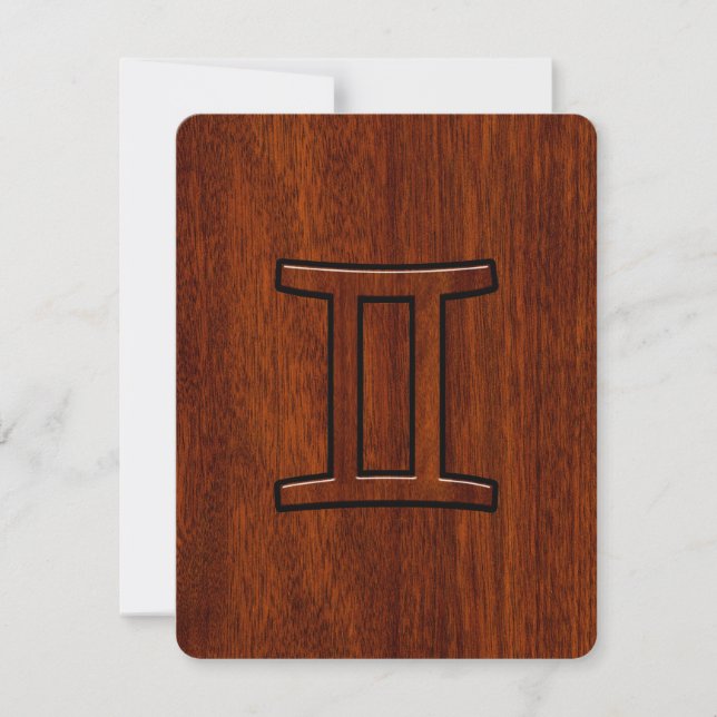 Gemini Zodiac Symbol on Mahogany like Decor (Front)