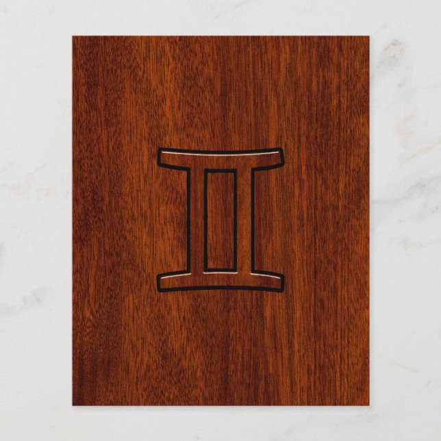 Gemini Zodiac Symbol on Mahogany like Decor Flyer (Front)