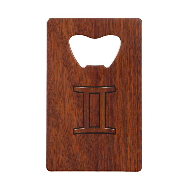 Gemini Zodiac Symbol on Mahogany like print (Front)