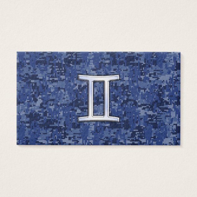 Gemini Zodiac Symbol on Navy Blue Digital Camo (Front)