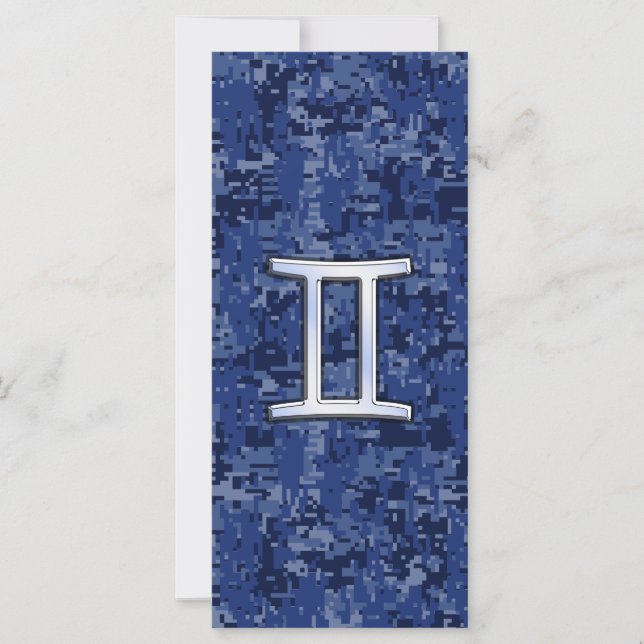 Gemini Zodiac Symbol on Navy Blue Digital Camo (Front)