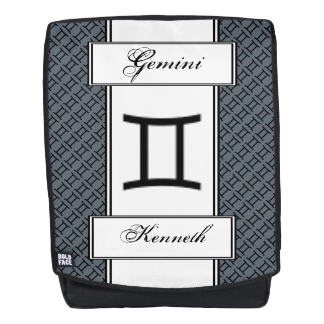 Gemini Zodiac Symbol Standard by Kenneth Yoncich Backpack (Front)