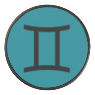 Gemini Zodiac Symbol Standard by Kenneth Yoncich Hockey Puck
