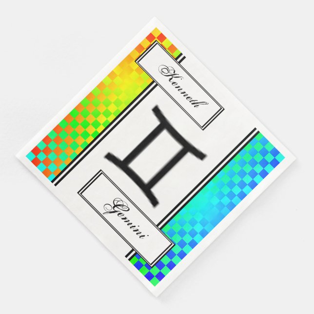 Gemini Zodiac Symbol Standard by Kenneth Yoncich Napkin (Corner)