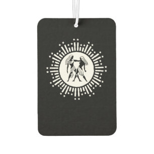 Gemini Zodiac Symbol with Stars Black and White Car Air Freshener