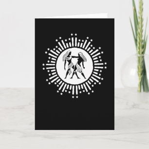 Gemini Zodiac Symbol with Stars Black and White  Card