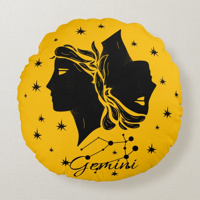 Gemini Zodiac Throw Pillow (Front)