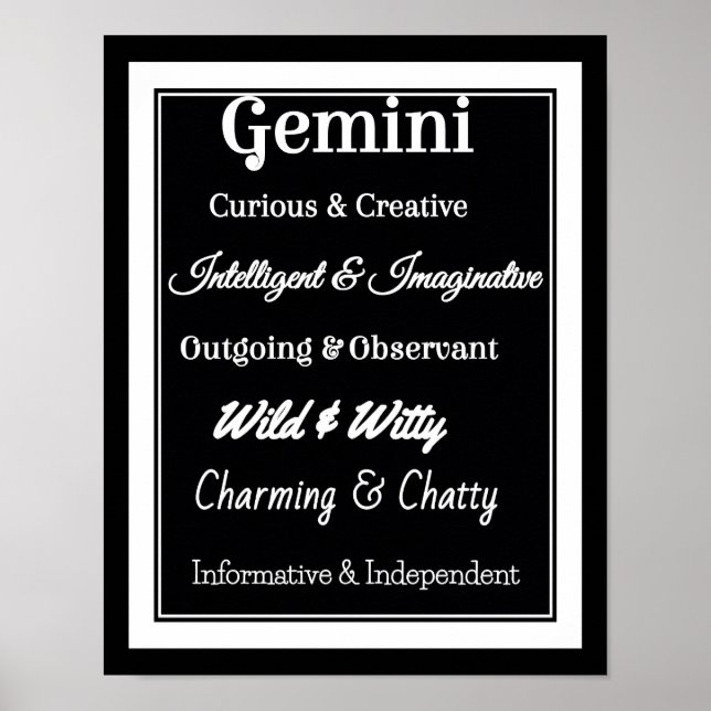 Gemini Zodiac Traits Poster (Front)