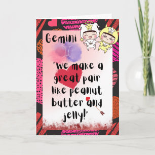 Gemini Zodiac Valentines Card