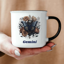 Gemini Zodiac Vintage Art With Dark Blue Text