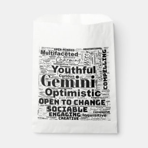 Gemini Zodiac Word Cloud Inspiration Favor Bags