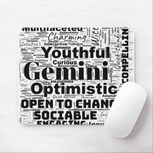 Gemini Zodiac Word Cloud Inspiration  Mouse Mat