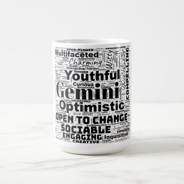 Gemini Zodiac Word Cloud Inspiration Mug (Center)