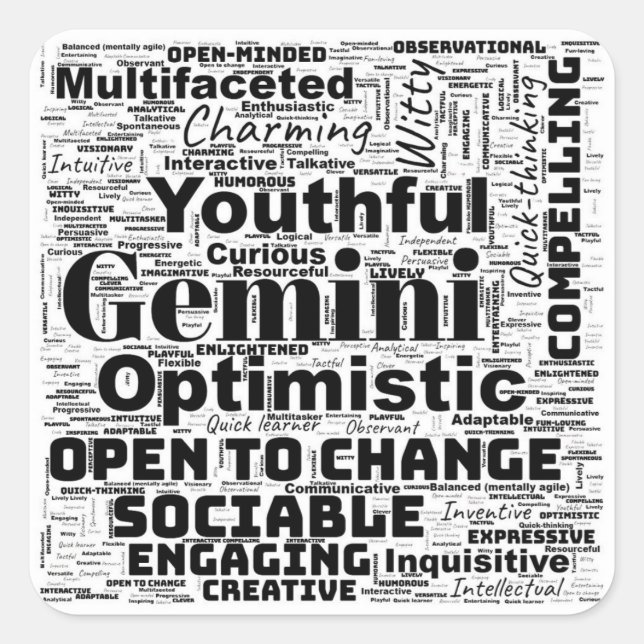 Gemini Zodiac Word Cloud Inspiration  Square Sticker (Front)
