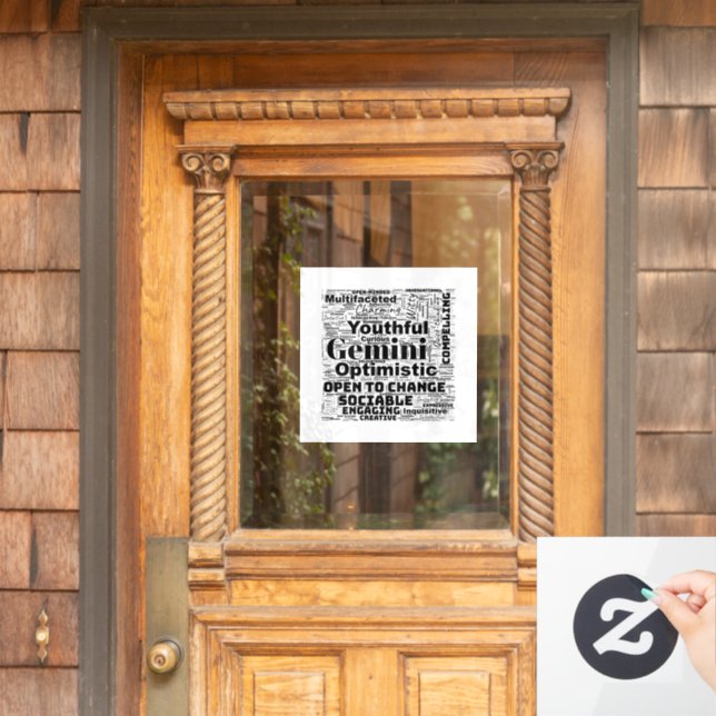 Gemini Zodiac Word Cloud Inspiration  Window Cling (Home Door)