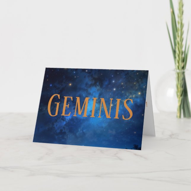 Geminis & Cosmos Birthday Card (Front)
