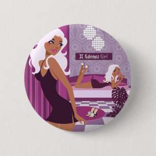 Geminis Girl 6 Cm Round Badge