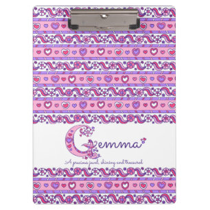 Gemma name meaning hearts letter G clipboard