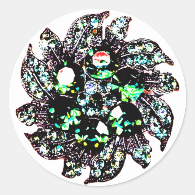 "Gems and Jewels" Classic Round Sticker (Front)