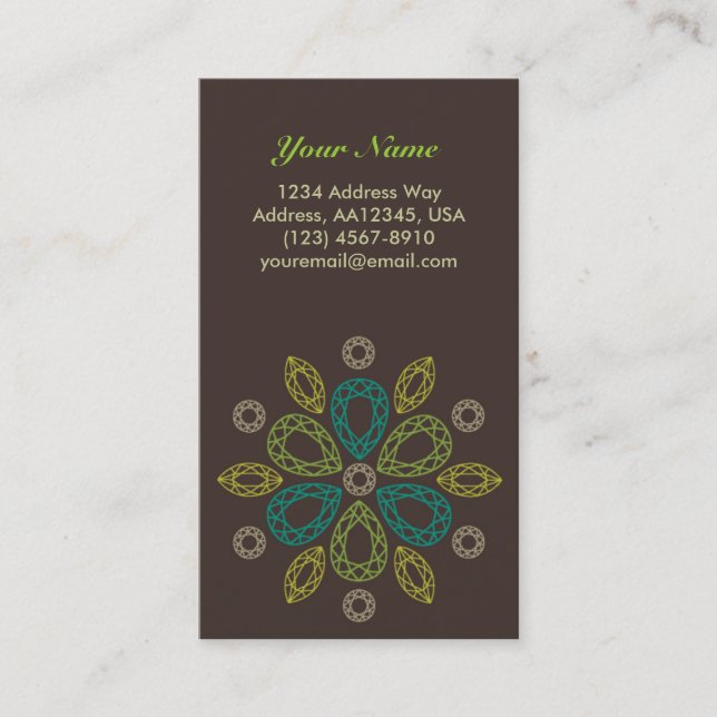 Gems Flower Profile Card - Green (Vertical) (Front)