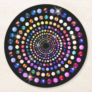 Gems Round Paper Coaster