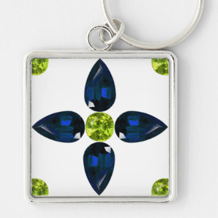 Gemstone Art, Blue and Yellow Keychain