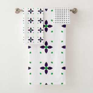 Gemstone Art, Green and Purple Bath Towel Set