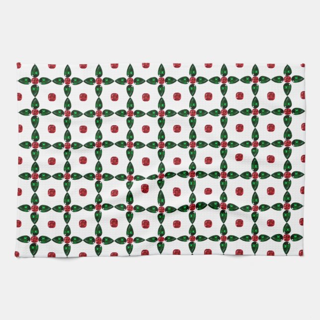 Gemstone Art, Purple Green Tea Towel (Horizontal)
