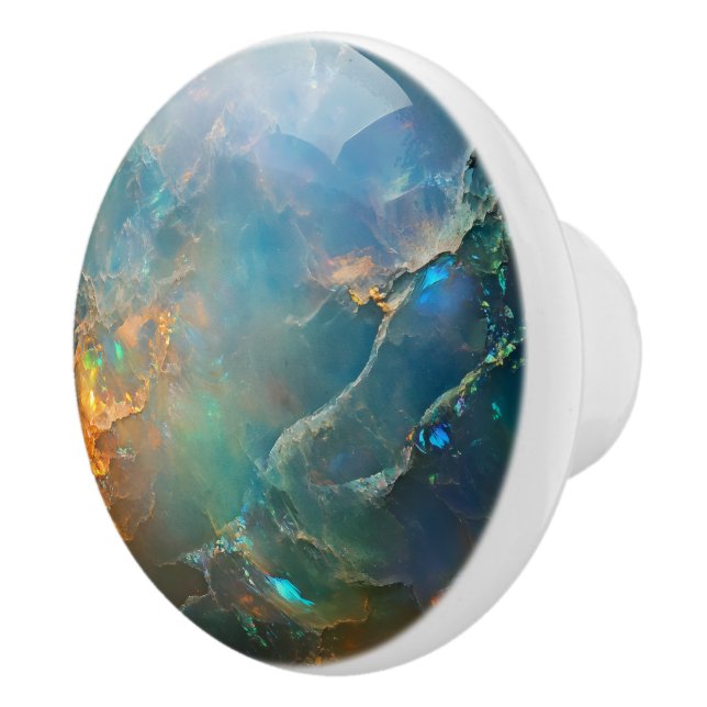 Gemstone Blue Opal Pattern Ceramic Knob (Right)