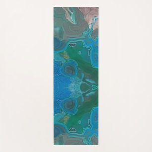 Gemstone Bright Blue Green Swirled Abstract Gem Yoga Mat
