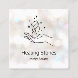 Gemstone Chakra Energy Reiki Practitioner Square Business Card