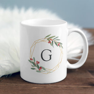 Gemstone Christmas Monogram Coffee Mug