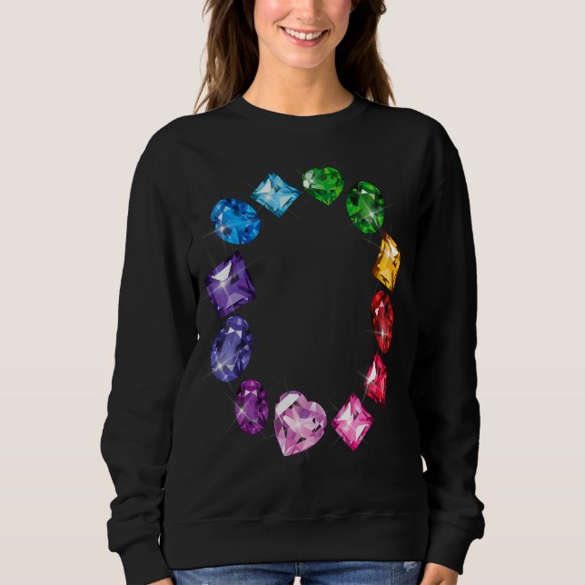 Gemstone Circle Fun Colourful Gemstones Sweatshirt (Front)