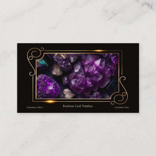 Gemstone Crystal Healing Amethyst  Business Card (Front)