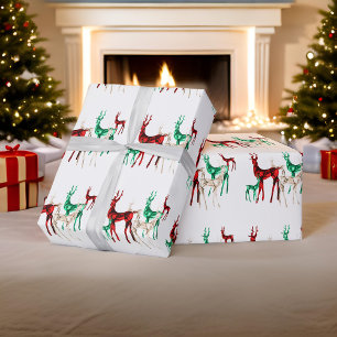Gemstone Crystal Reindeer Christmas Holiday Wrapping Paper
