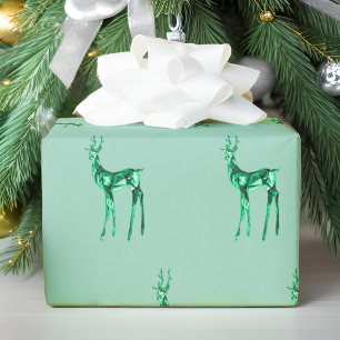 Gemstone Crystal Reindeer Christmas Pattern Wrapping Paper