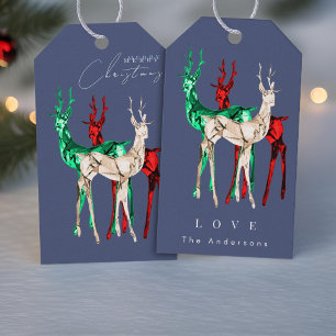 Gemstone Crystal Reindeer Merry Christmas Gift Tags