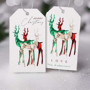 Gemstone Crystal Reindeer Merry Christmas Gift Tags