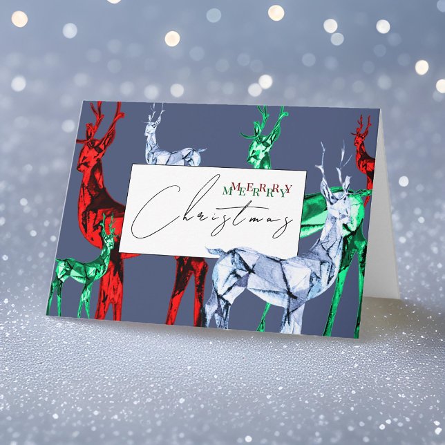 Gemstone Crystal Reindeer Merry Christmas Holiday Card (Creator Uploaded)