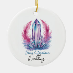 gemstone crystal watercolor wedding ceramic tree decoration
