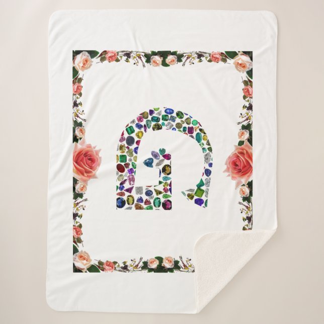 Gemstone Diamond Initial G Monogram Art Sherpa Blanket (Front)