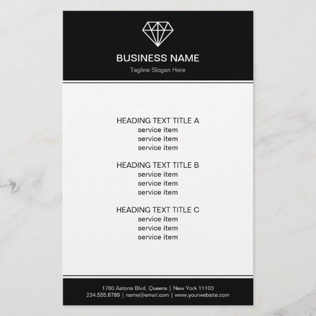 Gemstone Diamond Logo Black White Modern Look Flyer (Front)