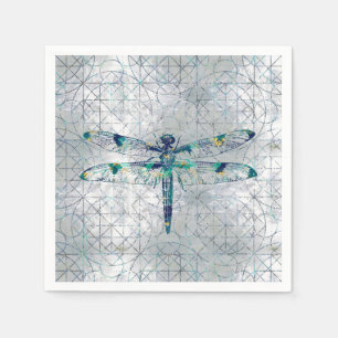 Gemstone Dragonfly on sacred geometry pattern Napkin