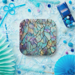 Gemstone Elements Opal Colourful Mix Pattern Paper Plate