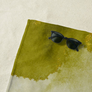 Gemstone green gold monogram Beach Towel
