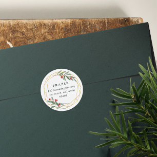 Gemstone Holiday Return Address Classic Round Sticker